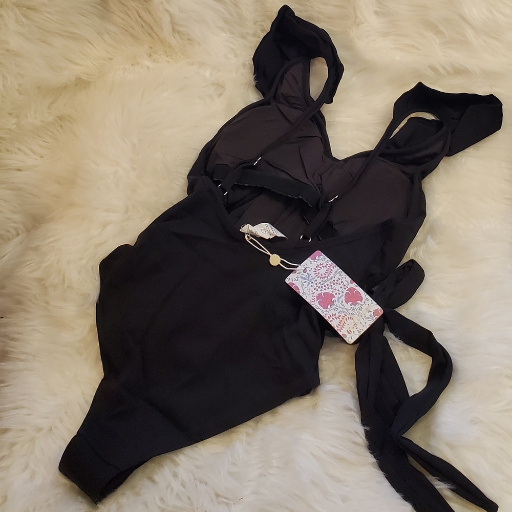 Toluca Swim Isabella Wrap Maxi one piece - Onyx Micro Waffle - Picture 4 of 15